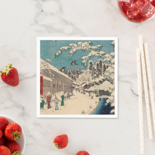Servilleta De Papel paisaje invernal de Hiroshige japón ukiyo-e antigu