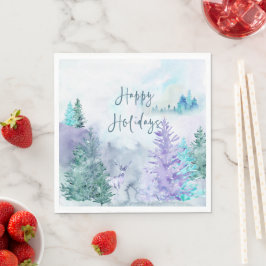 Servilleta De Papel Paisaje invernal en acuarela Felices Fiestas