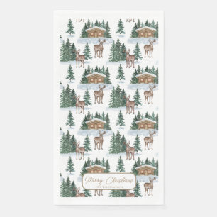 Servilleta De Papel Paisaje invernal en acuarela Granja rústica Navida