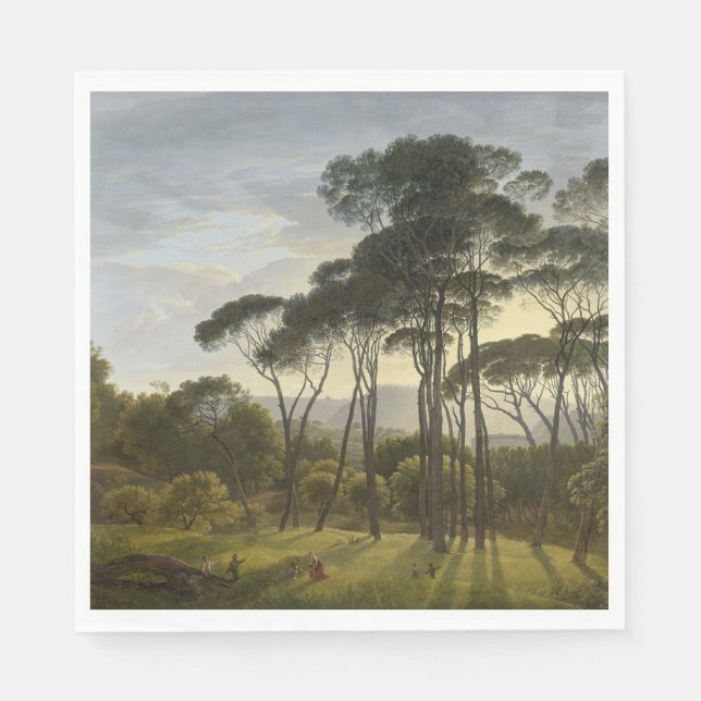Servilleta De Papel Paisaje italiano con pinos paraguas (Voogd) (Anverso)