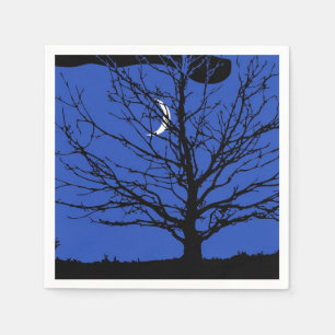 Servilleta De Papel Paisaje lunar en azul cobalto y negro