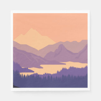 Servilleta De Papel Paisaje montañoso por la mañana