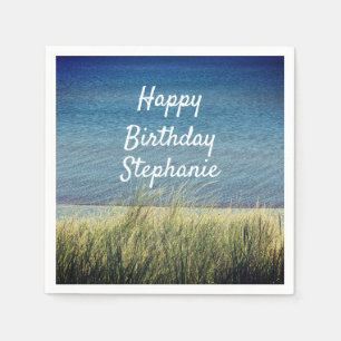 Servilleta De Papel Paisaje Nautical Blue Happy Birthday Beach