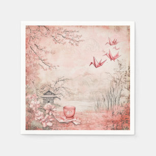 Servilleta De Papel Paisaje Sereno de Flor de Cerezo Rosa (1)