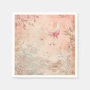 Servilleta De Papel Paisaje Sereno de Flor de Cerezo Rosa (3)