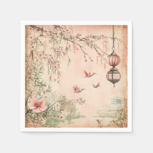 Servilleta De Papel Paisaje Sereno de Flor de Cerezo Rosa (7)