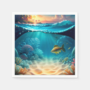 Servilleta De Papel Paisaje Subacuático Tropical