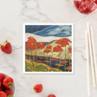 Paisaje Surrealista Modernista con Amapolas Rojas