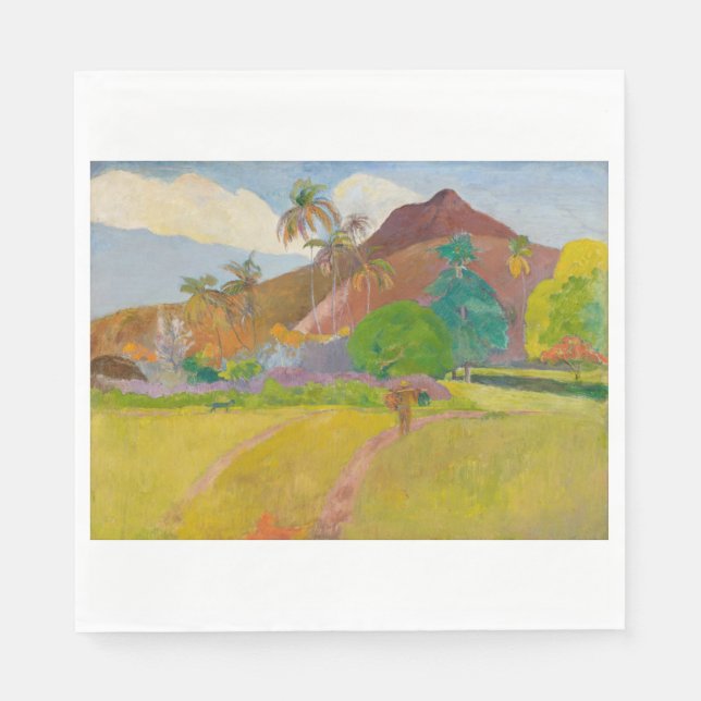 Servilleta De Papel Paisaje tahitiano (por Paul Gaugin) (Anverso)