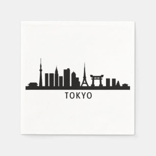 Servilleta De Papel Paisaje urbano de Japón Viaje Silueta del horizo