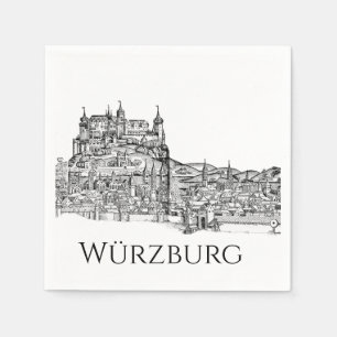 Servilleta De Papel Paisaje urbano minimalista de Würzburg, Baviera, a