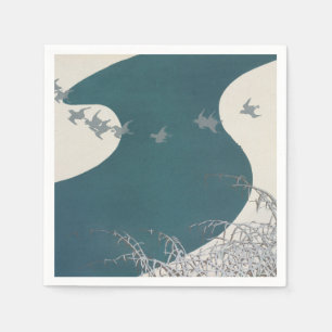 Servilleta De Papel paisajes del río japón aves tradicionales vintage