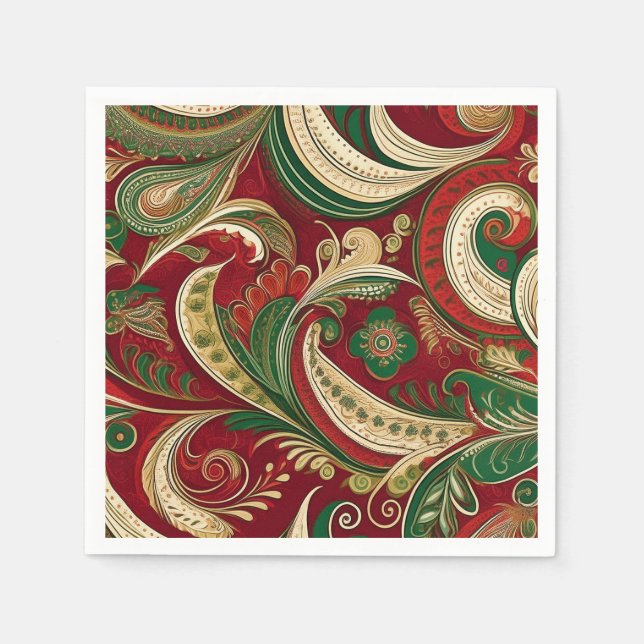 Servilleta De Papel Paisley Burgundy Napkin (Anverso)