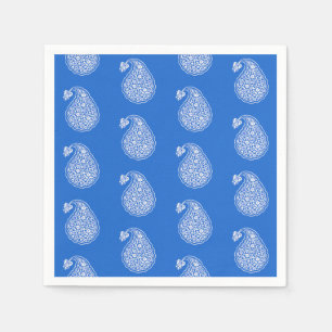 Servilleta De Papel Paisley de tejas persas - blanco sobre azul cobalt