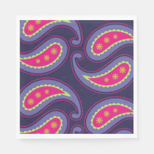 Servilleta De Papel Paisley morada y rosa