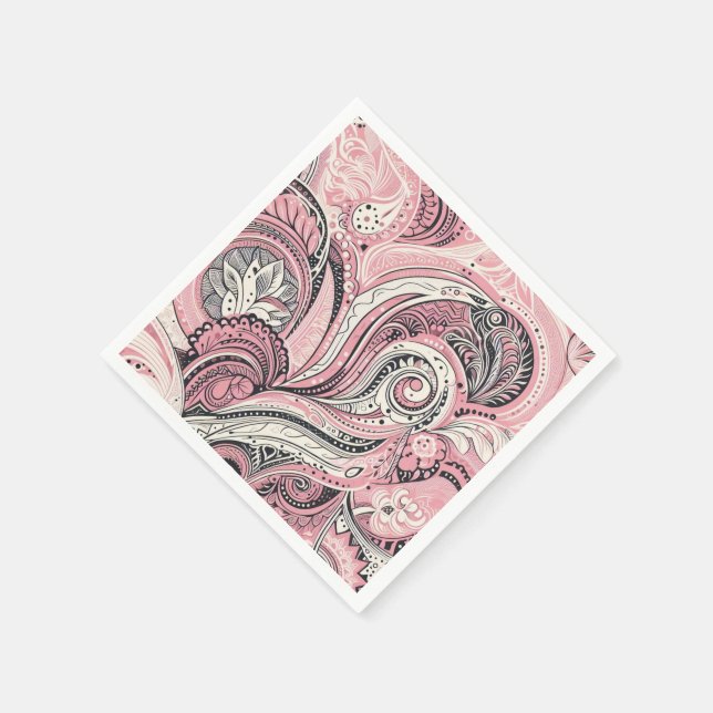 Servilleta De Papel Paisley Rosa The Home Studio (Borde)