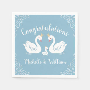 Servilleta De Papel Pájaro cisne de Baby Shower con co-Ed de la Corona