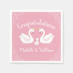 Servilleta De Papel Pájaro de Baby Shower con co-Ed de la Corona rosad