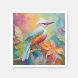 Servilleta De Papel Pájaro de Fantasía de Pechuga Roja con Billar Rosa