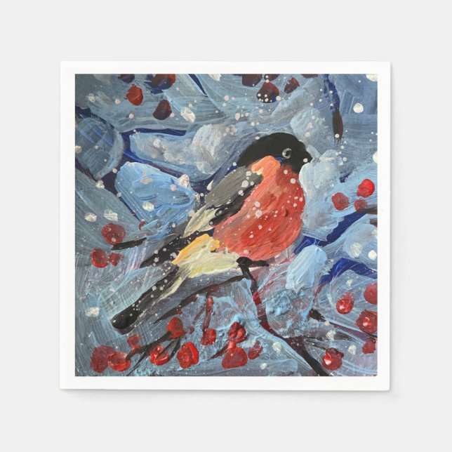 Servilleta De Papel pájaro de Navidad (Anverso)