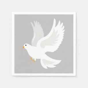 Servilleta De Papel Pájaro de paloma blanco en gris