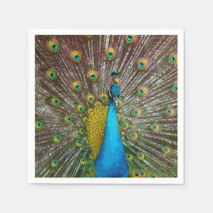 Servilleta De Papel Pájaro de pavo real con desplome Verde azulado y d