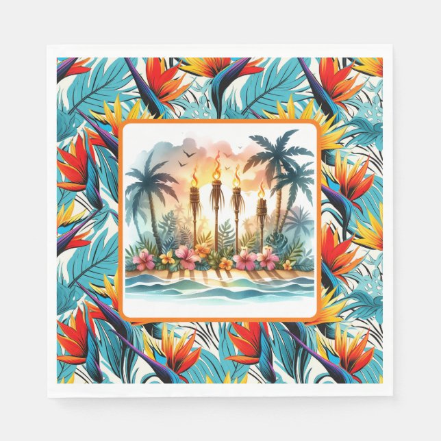 Servilleta De Papel Pájaro del Paraíso Luau  (Anverso)