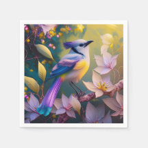 Pájaro Fantasía de Pecho Amarillo con Cresta Viole