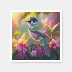 Servilleta De Papel Pájaro Fantasía Sunbird de Alas de Arcoíris con Cr