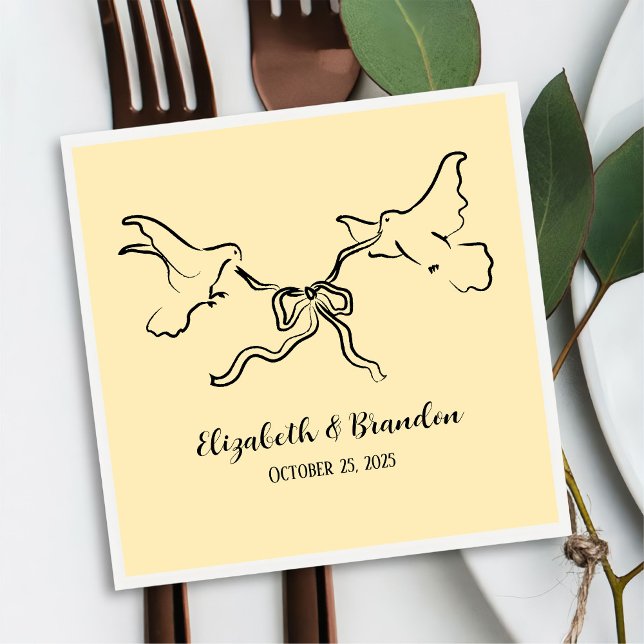 Servilleta De Papel Pájaro moderno y elegante con Napkin Boda Ribbon (Subido por el creador)