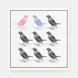Servilleta De Papel Pájaro negro rosa azul divertido raro