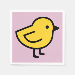 Servilleta De Papel Pájaro Pollito Amarillo Sobre Un Rosa