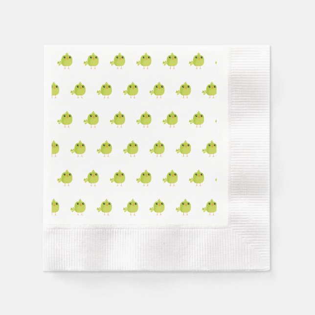 Servilleta De Papel Pájaro Verde Dibujos Animados   (Anverso)