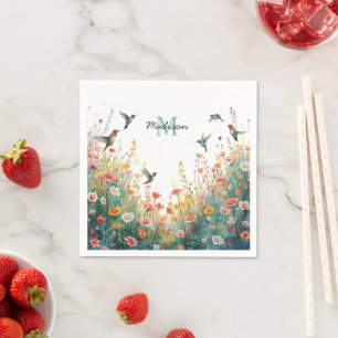 Servilleta De Papel Pájaros acuarela primavera monograma floral flor s