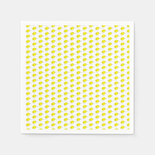 Servilleta De Papel Pájaros Amarillos Divertidos Doodle (Anverso)