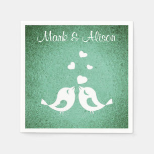 Servilleta De Papel Pájaros de Amor Elegante Verde Personalizado