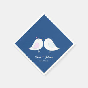 Servilleta De Papel Pájaros de Amor Lindos en Boda Azul Marino
