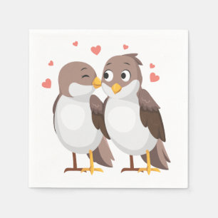 Servilleta De Papel Pájaros de Amor Marrones Boda, Despedida de Solter