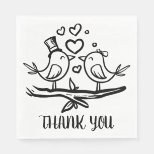 Servilleta De Papel Pájaros de Amor Negro Blanco Gracias Bodas Insepar