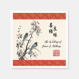 Servilleta De Papel Pájaros de flores orientales boda china