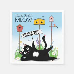 Servilleta De Papel Pájaros Gatos Jardín Gracias