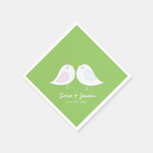 Servilleta De Papel Pájaros lindos del amor en verde lima