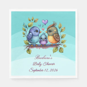 Servilleta De Papel Pájaros Turquesa Pastel
