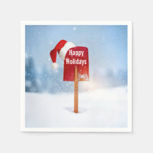 Servilleta De Papel Pala de nieve roja de Navidad en nieve profunda