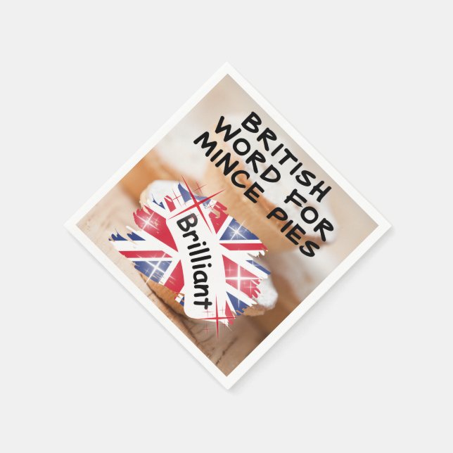 Servilleta De Papel Palabra británica para Mince Pies - BRILLANTE (Borde)