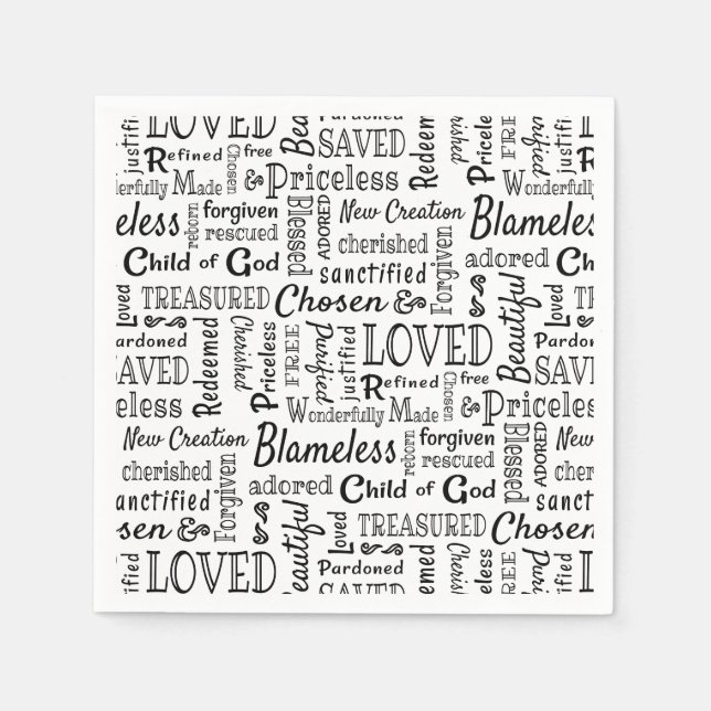 Servilleta De Papel Palabras cristianas atesoradas de afirmación (Anverso)