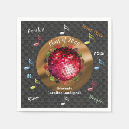 Servilleta De Papel Palabras de Disco Night Fever y Bola de Disco Grad