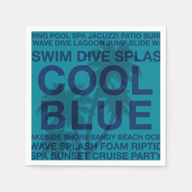 Servilleta De Papel Palabras de verano, junto a la piscina y servillet (Anverso)