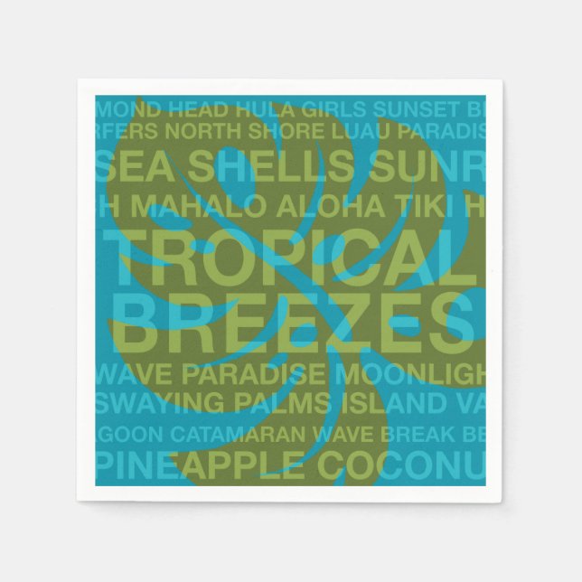 Servilleta De Papel Palabras veraniegas Toallas de Papel Tropical Mons (Anverso)