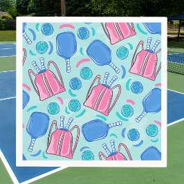 Servilleta De Papel Palas y Pelotas de Pickleball Azules